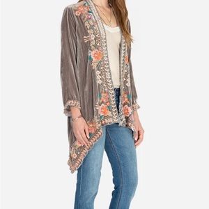 JOHNNY WAS MAEVE VELVET DRAPED CARDIGAN